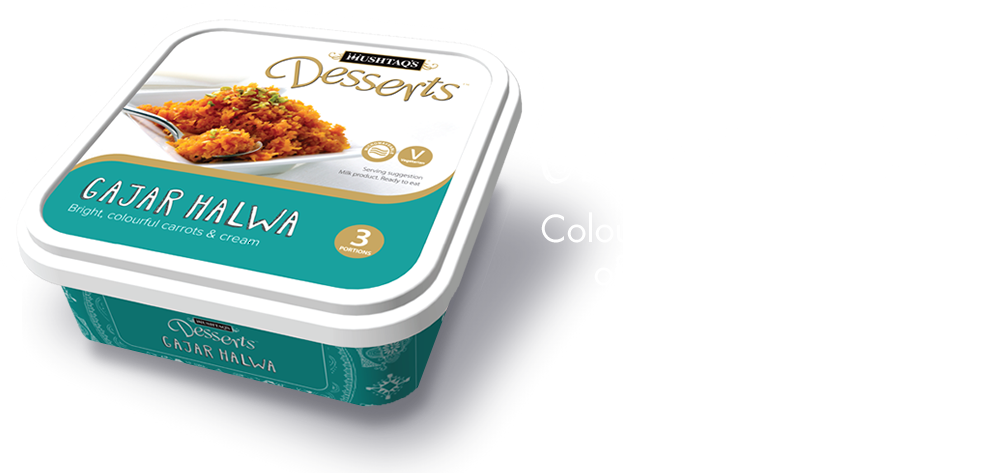 Mushtaqs desserts, Gajar Halwa. Colourful, luxurious desserts of carrots and cream